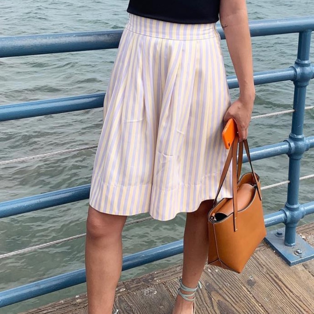 Mr.Larkin High Waist Striped Women’s Shorts - Yellow & White